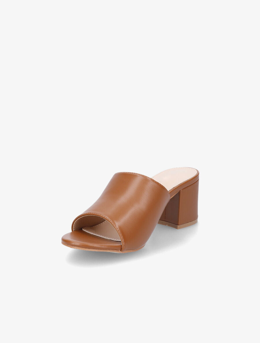 Mules basiques en simili - Camel - 3