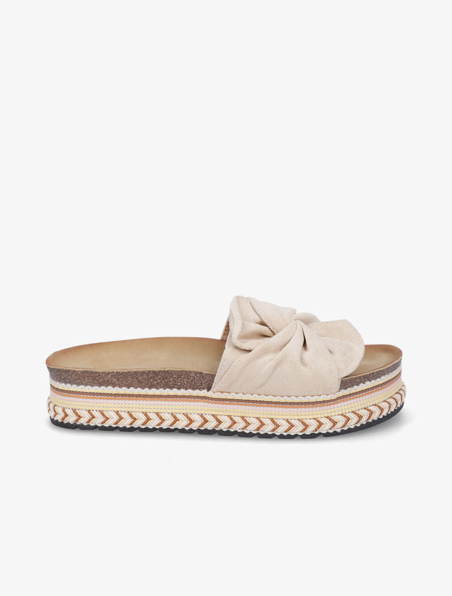 Claquettes torsadées en suédine - Beige - 5