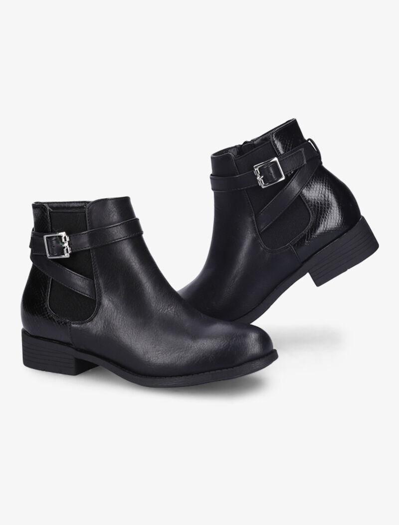 Bottines à double brides décoratives - Noir - 5