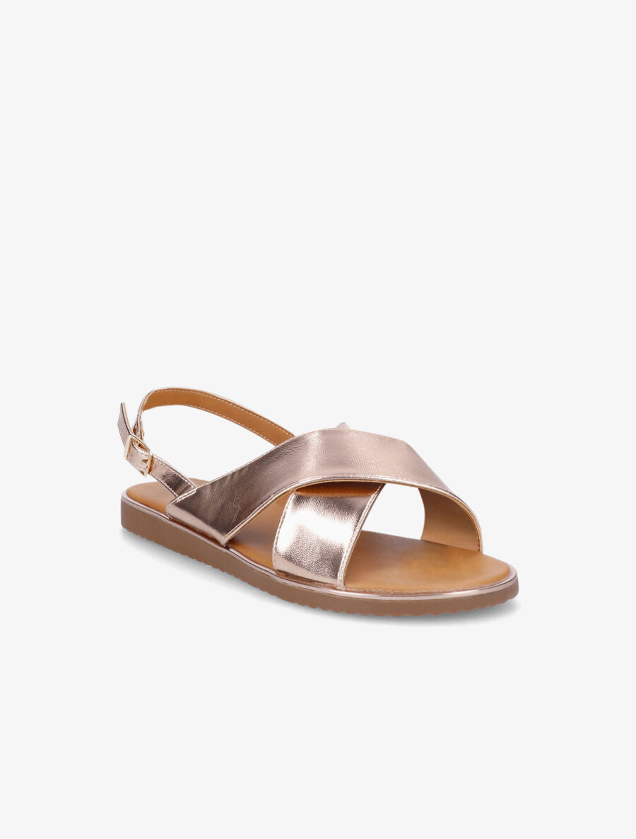 Nu-pieds croisés en simili - Rose gold - 2