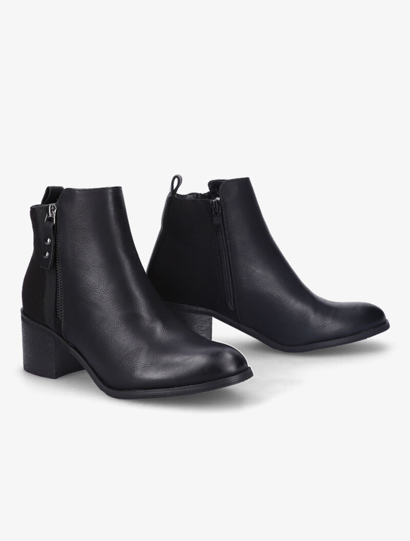 Bottines à talons à bouts ronds - Noir - 1