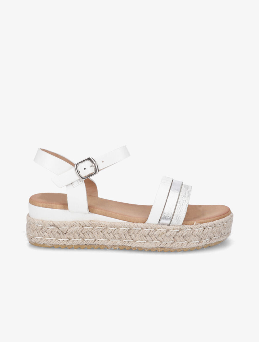 Sandales compensées brides fantaisies - Blanc - 5