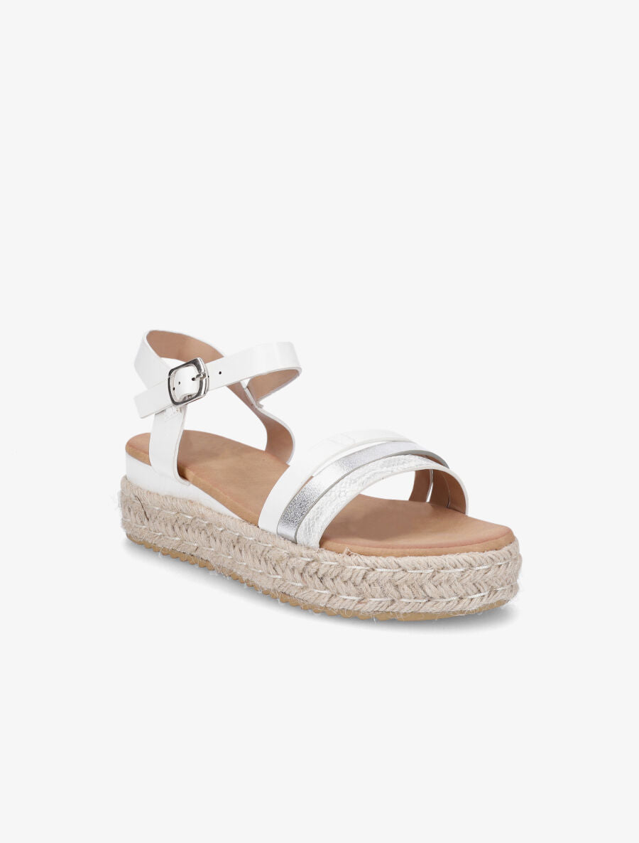 Sandales compensées brides fantaisies - Blanc - 2