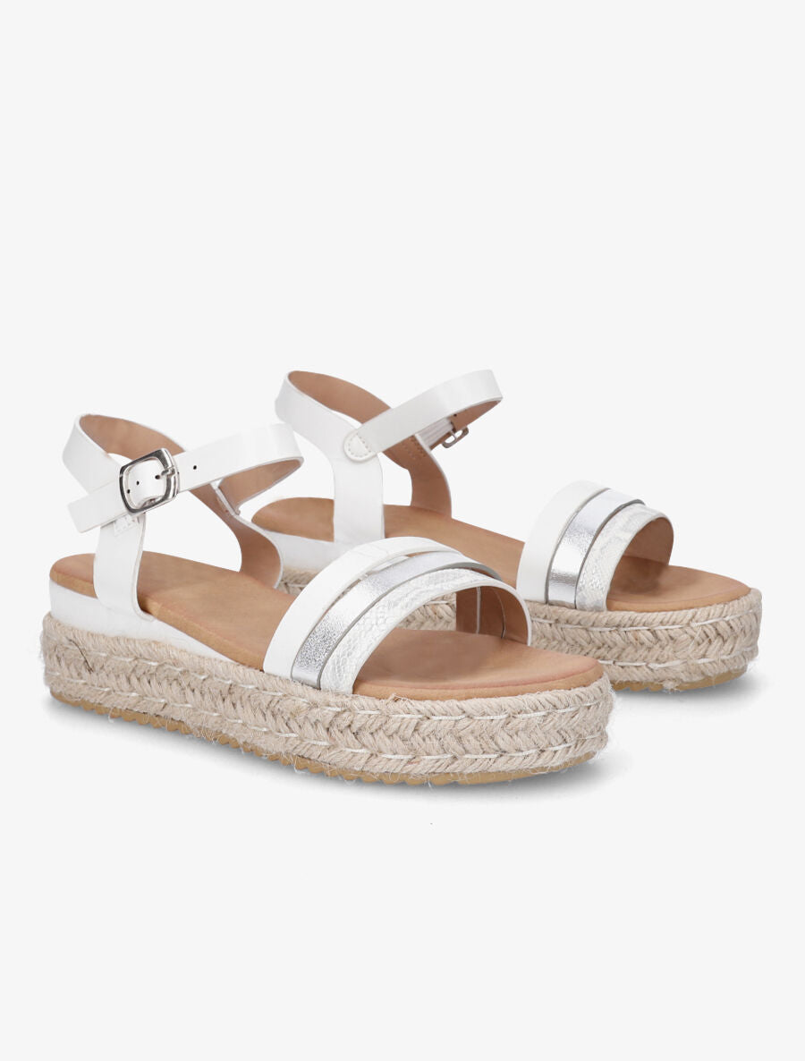 Sandales compensées brides fantaisies - Blanc - 4