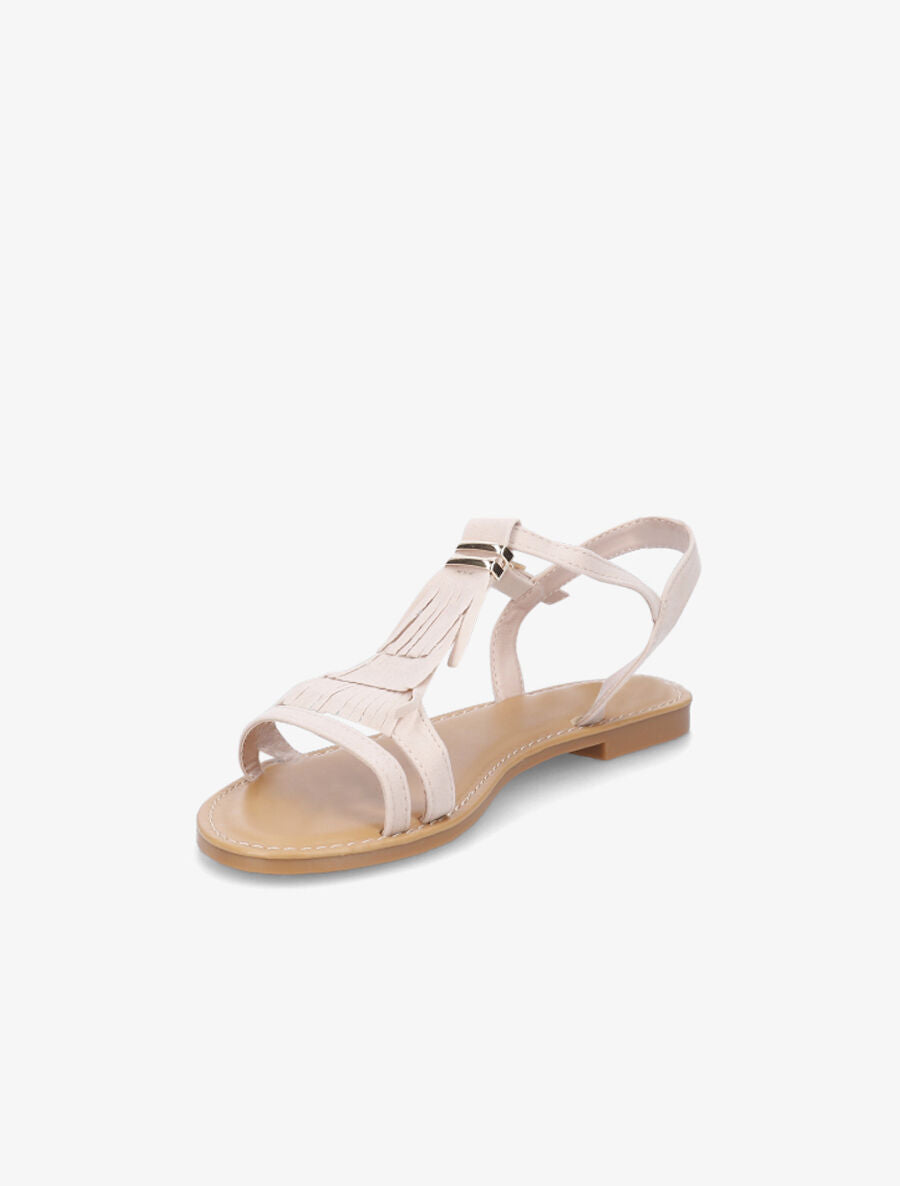 Nu-pieds en suédine à franges - Beige - 3