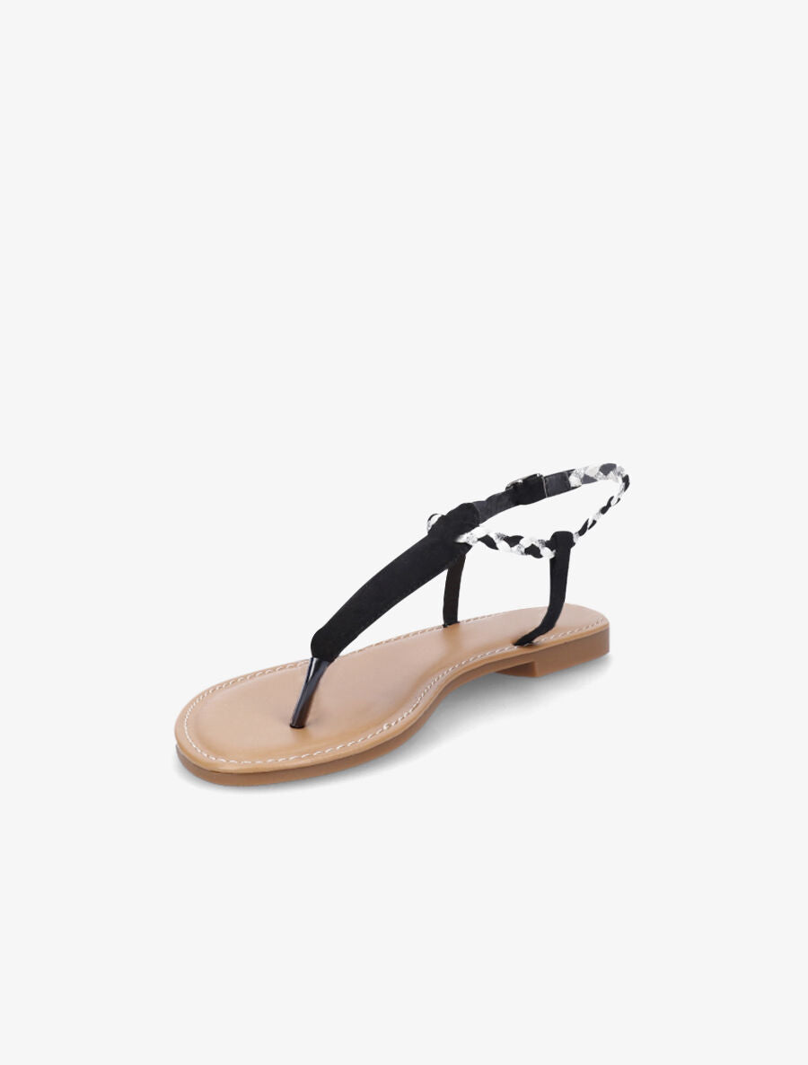 Nu-pieds tressés en suédine - Noir - 4