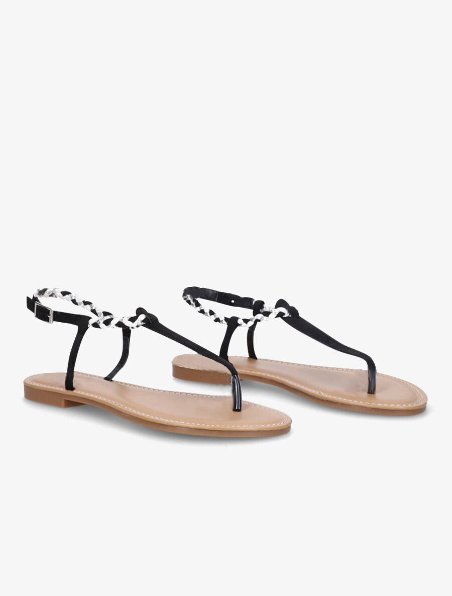 Nu-pieds tressés en suédine - Noir - 5