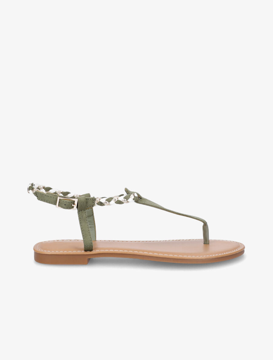 Nu-pieds tressés en suédine - Kaki - 2