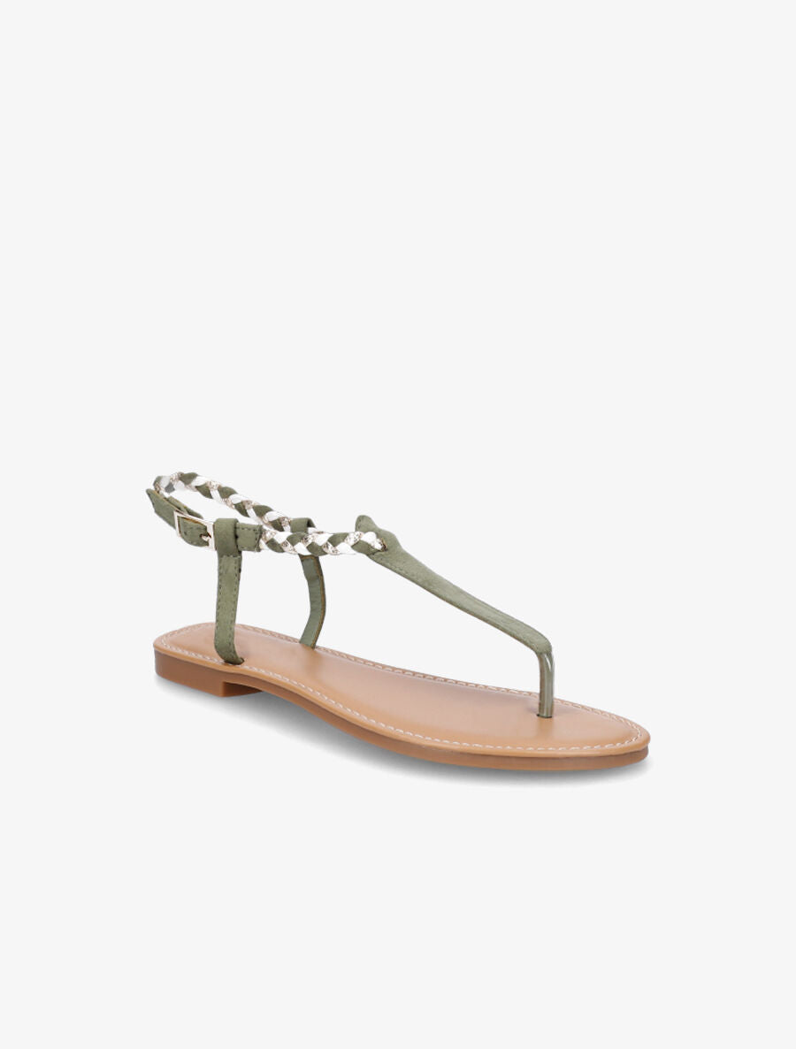 Nu-pieds tressés en suédine - Kaki - 3