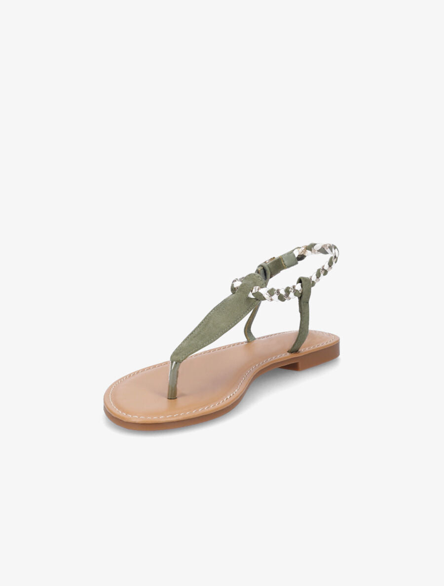 Nu-pieds tressés en suédine - Kaki - 4