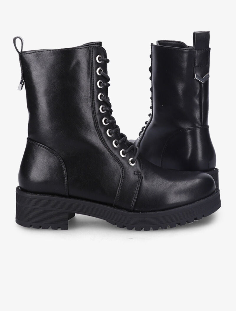 Bottines style rangers à lacets - Noir - 1
