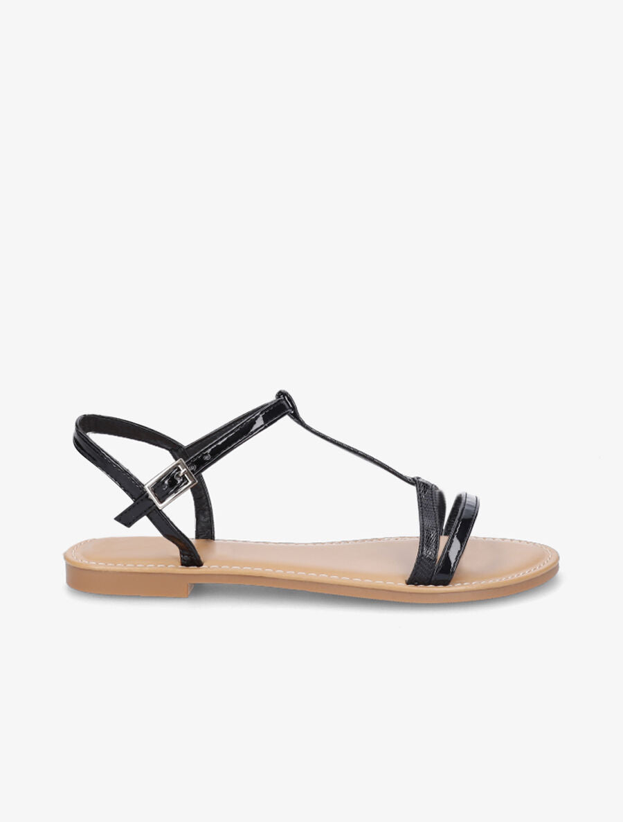 Nu-pieds à bride en T python - Noir - 1