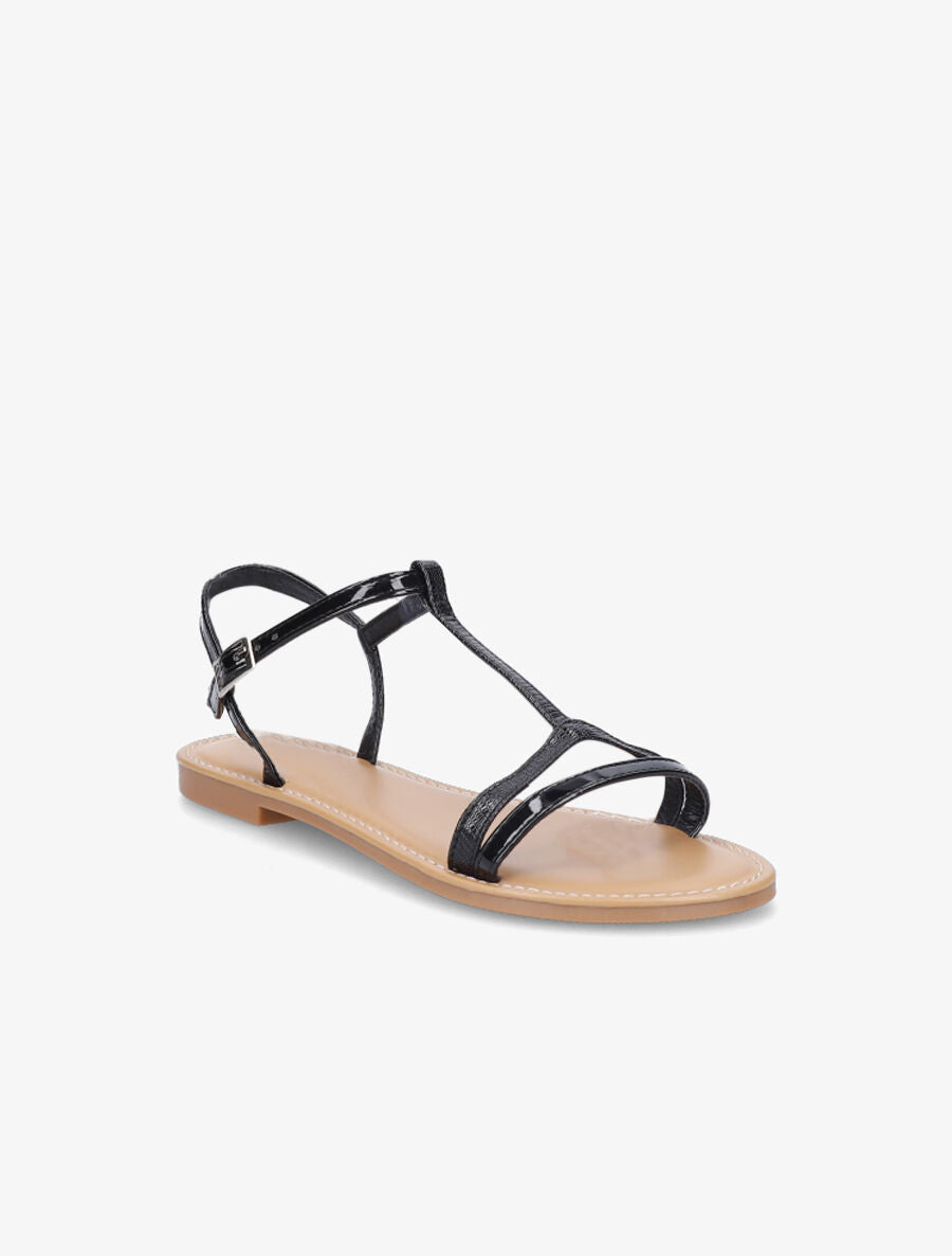 Nu-pieds à bride en T python - Noir - 2