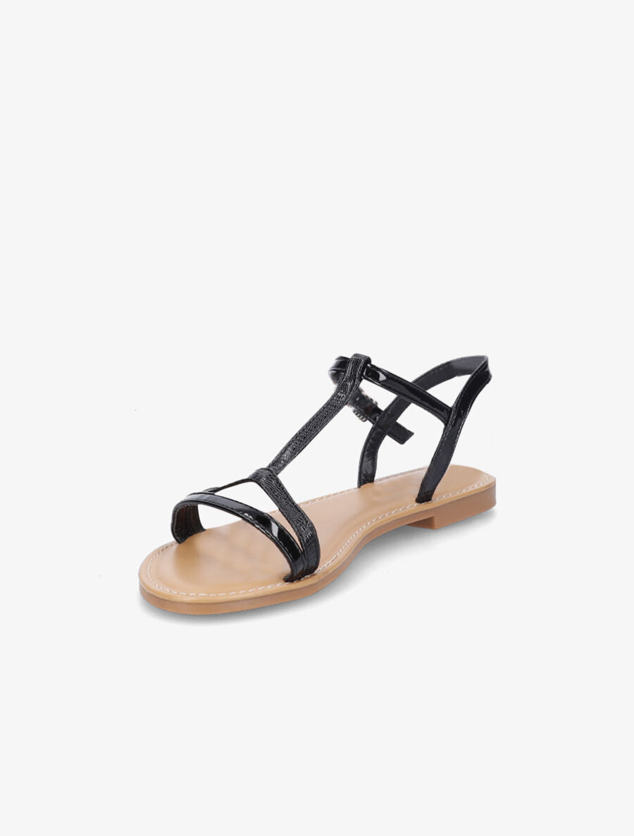 Nu-pieds à bride en T python - Noir - 3