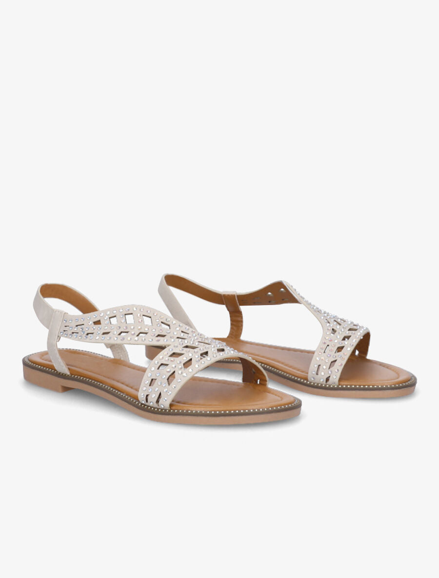 Nu-pieds à strass effet holographique - Beige - 4