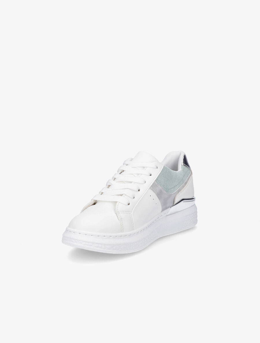 Sneakers à bandes irisées et semelle à détail métallique - Vert d&