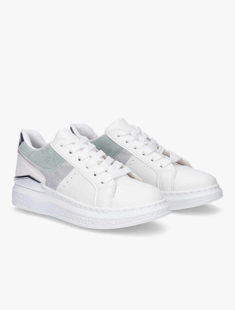 Sneakers à bandes irisées et semelle à détail métallique - Vert d&