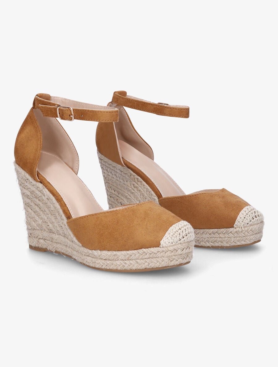 Espadrilles hautes en suédine - Camel - 4