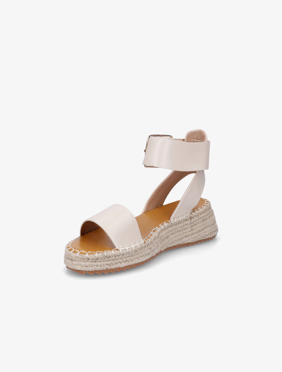 Sandales compensées en simili - Beige - 3