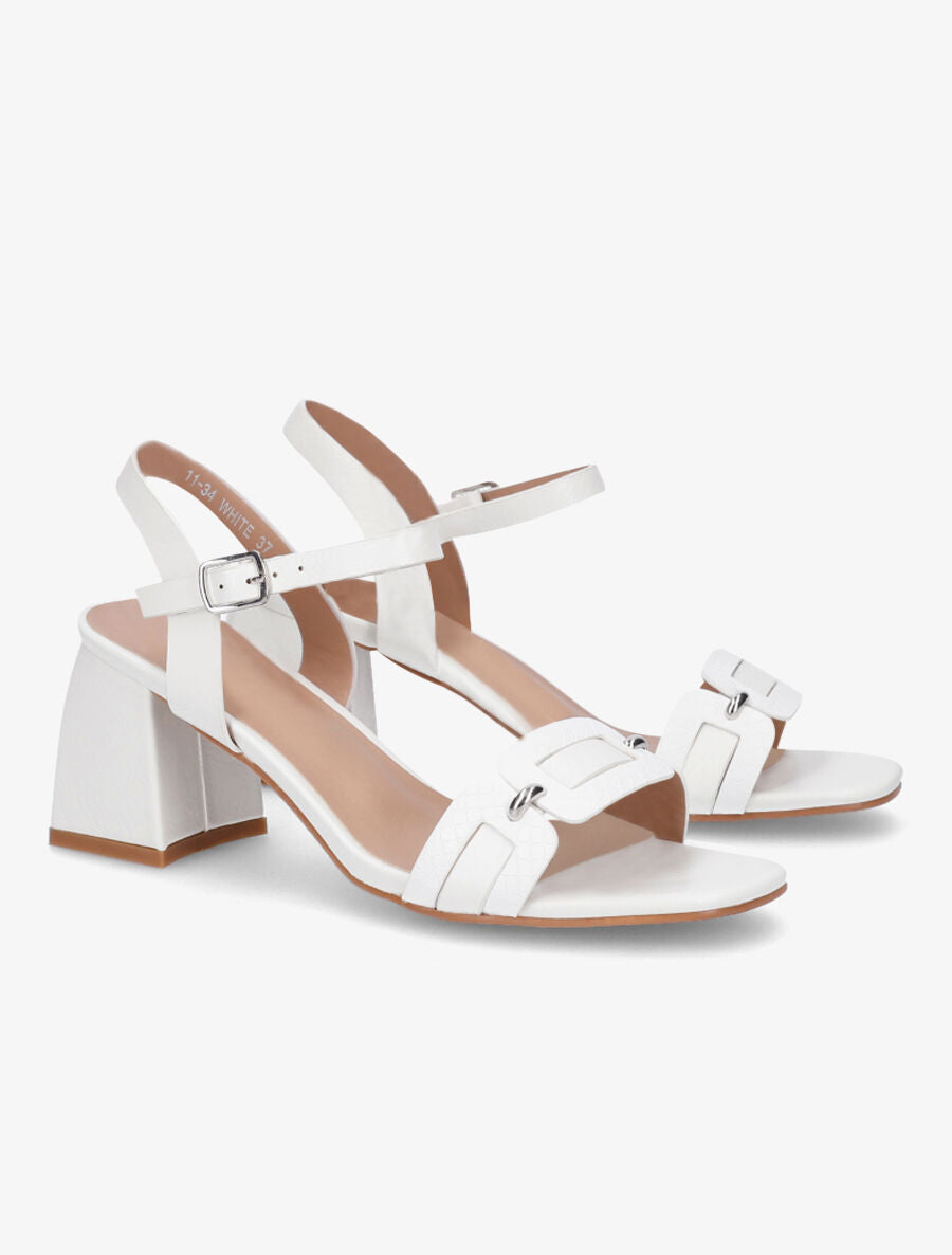 Sandales en simili effet python - Blanc - 4