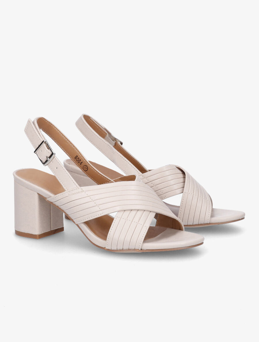 Sandales unies à brides épaisses - Beige - 4