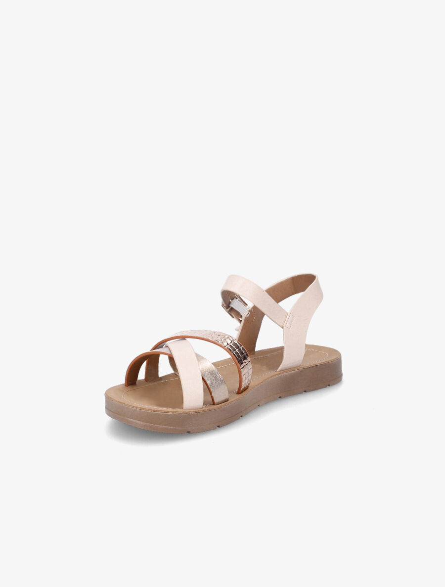 Nu-pieds en simili à brides irisées et python - Beige - 3