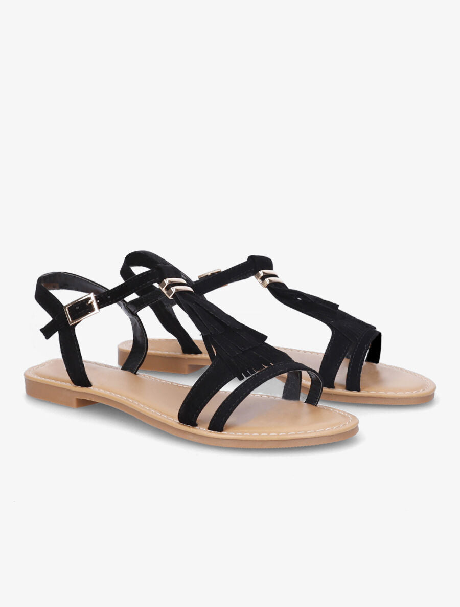 Nu-pieds à franges - Noir - 4