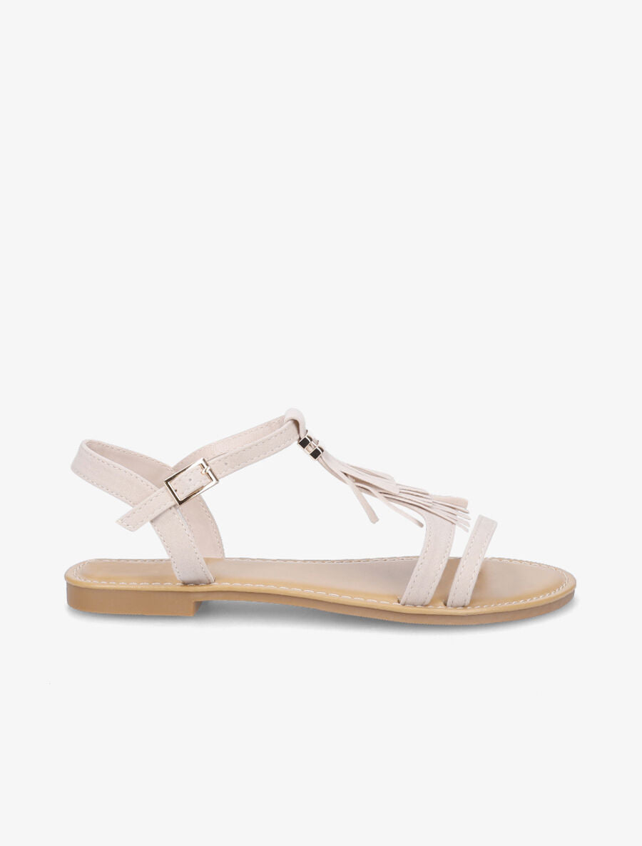 Nu-pieds à franges - Beige - 1