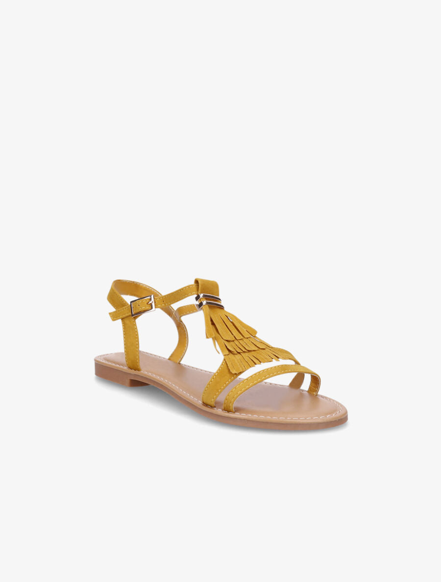 Nu-pieds à franges - Moutarde - 2