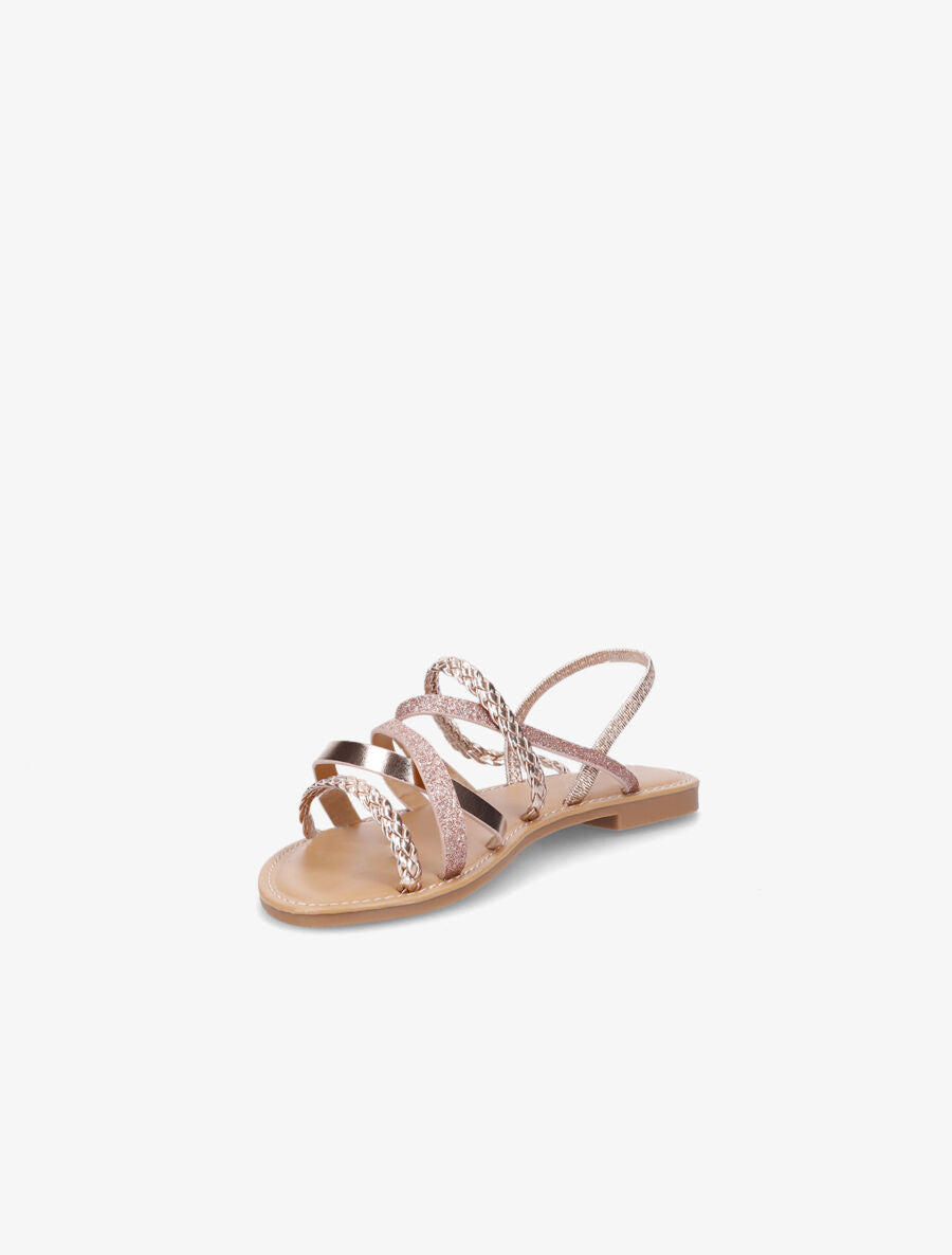 Nu-pieds à multibrides et contrefort élastiqué - Rose gold - 3