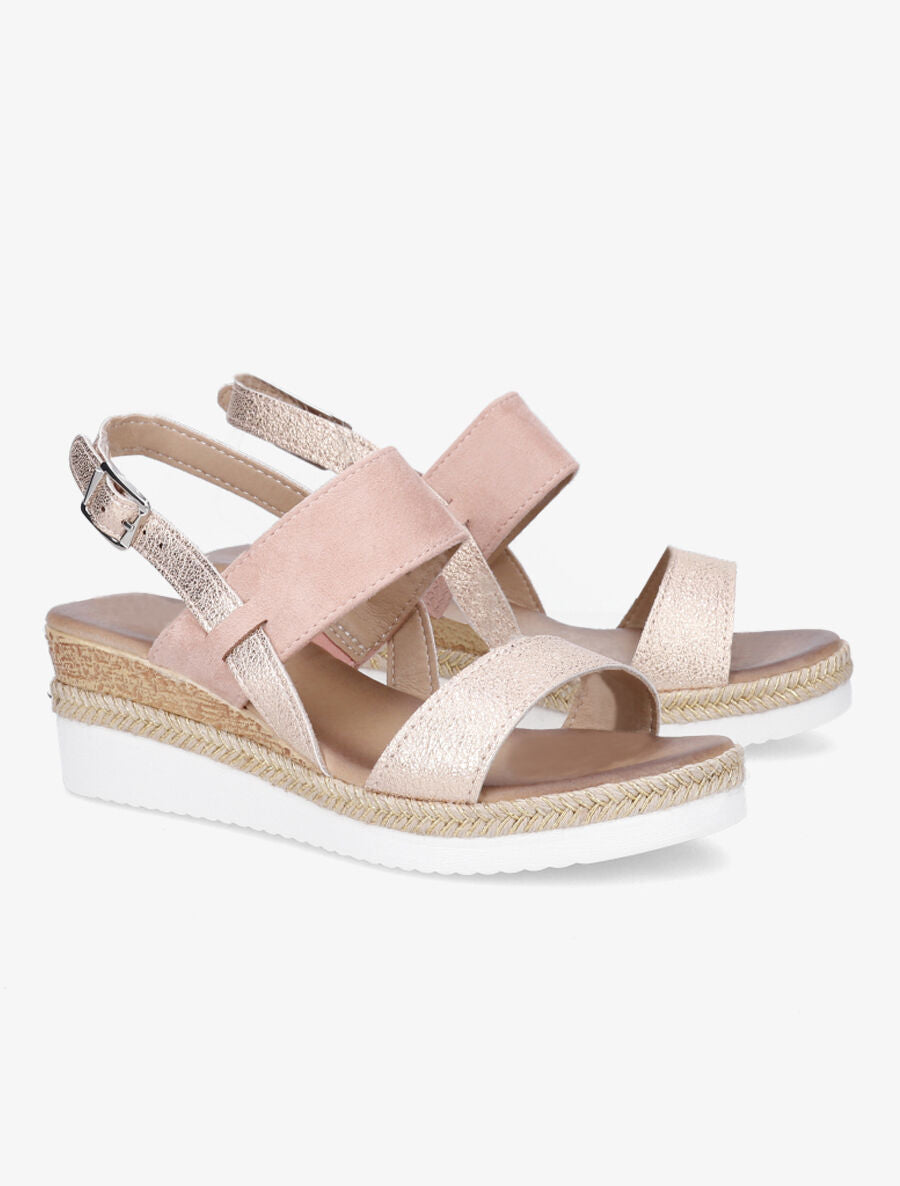 Sandales compensées bi-matière - Rose - 4