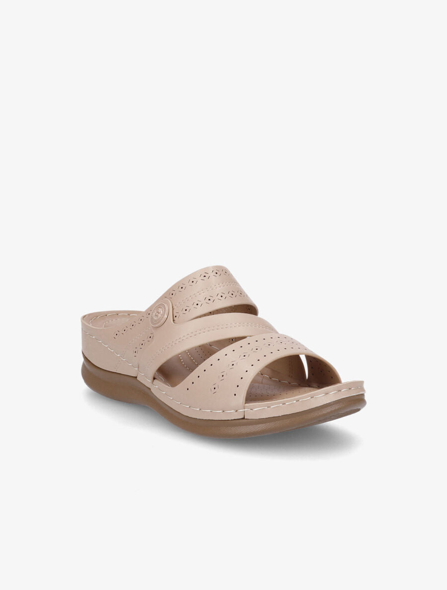 Claquettes compensées ajourées - Beige - 2