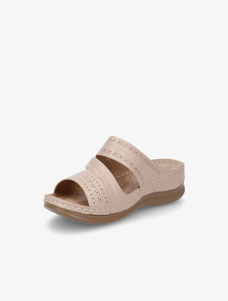 Claquettes compensées ajourées - Beige - 3