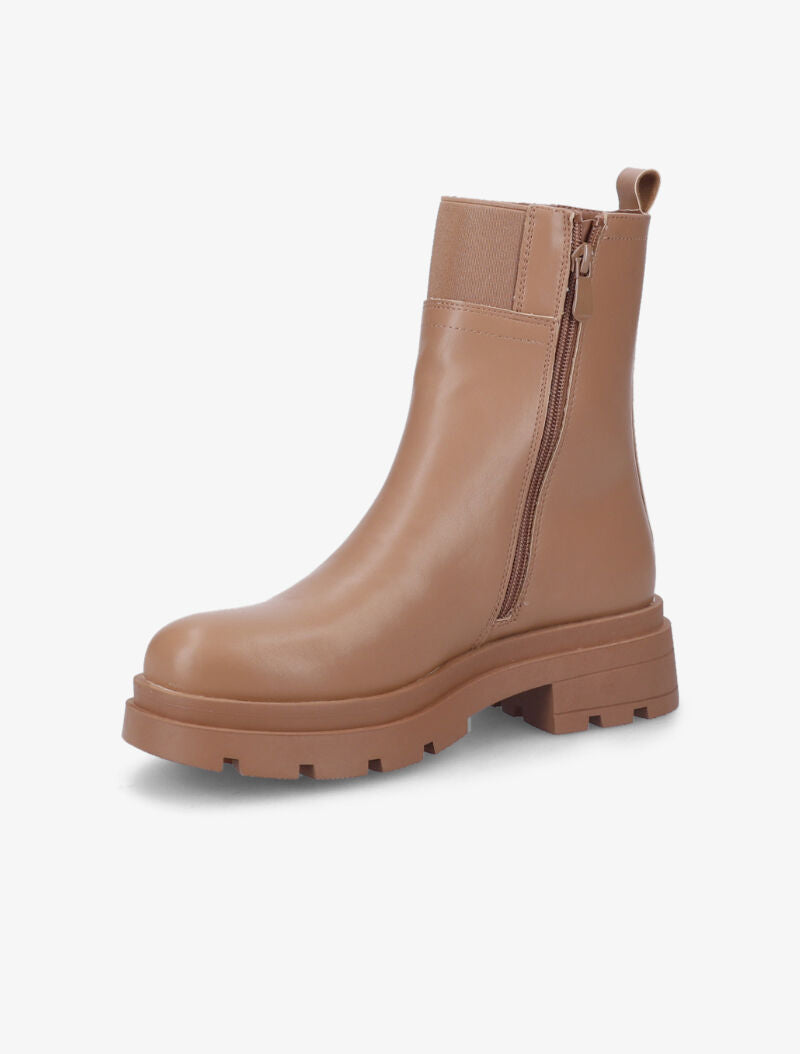 Bottines plates à semelles crantées - Camel - 4