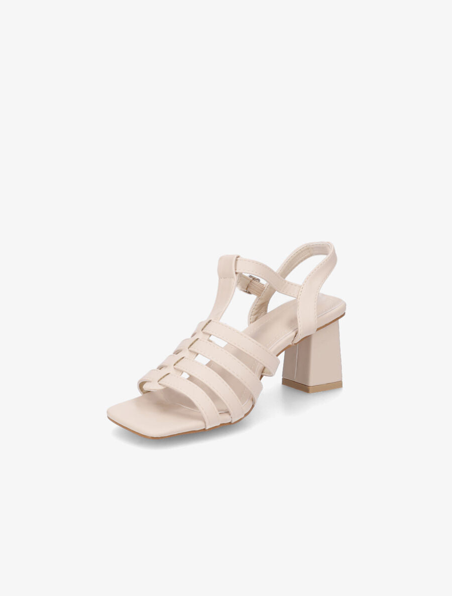 Sandales à talon style spartiates - Beige - 3