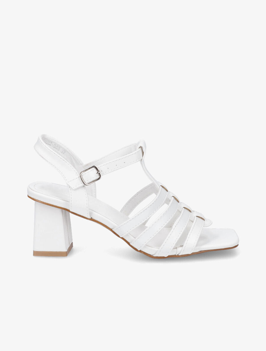 Sandales à talon style spartiates - Blanc - 1