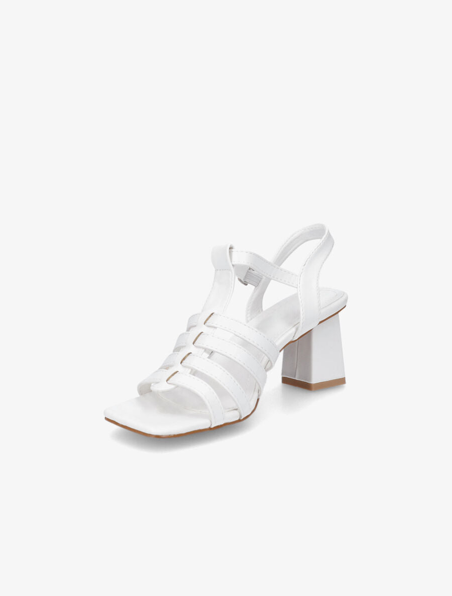 Sandales à talon style spartiates - Blanc - 3