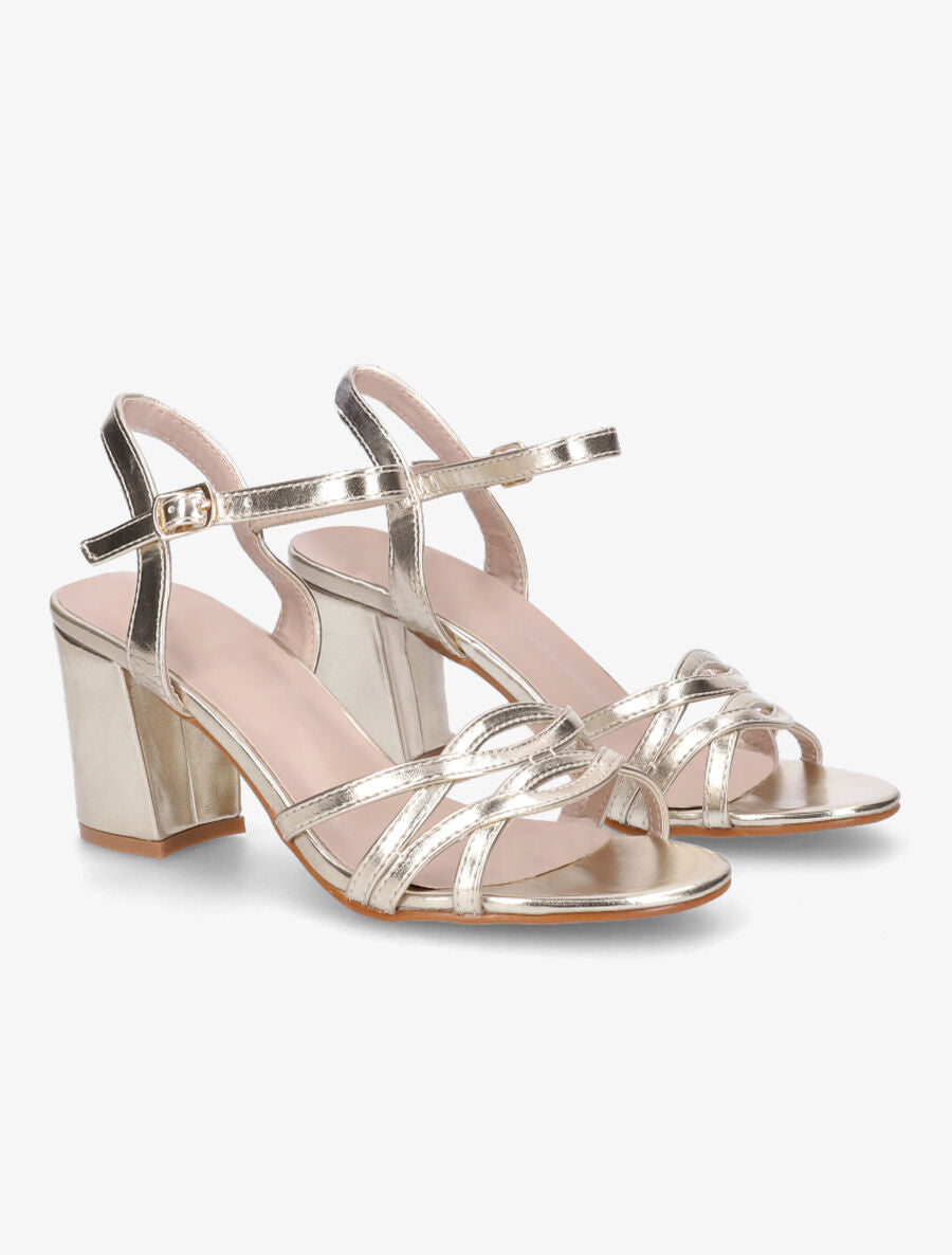 Sandales en simili à brides entrelacées - Or - 4