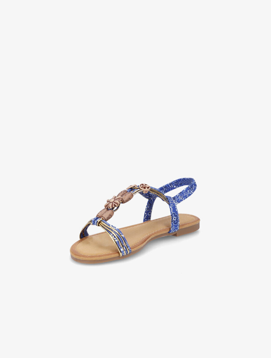Nu-pieds imprimés et tour de cheville élastiqué - Bleu roi - 3