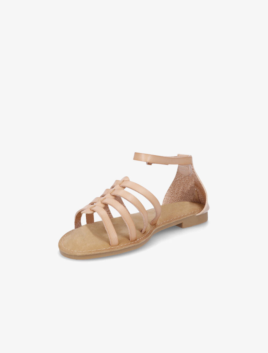 Nu-pieds en simili style spartiates - Beige - 3