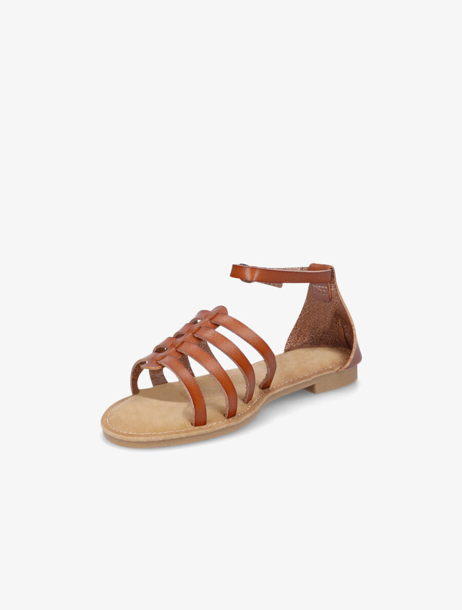 Nu-pieds en simili style spartiates - Camel - 3