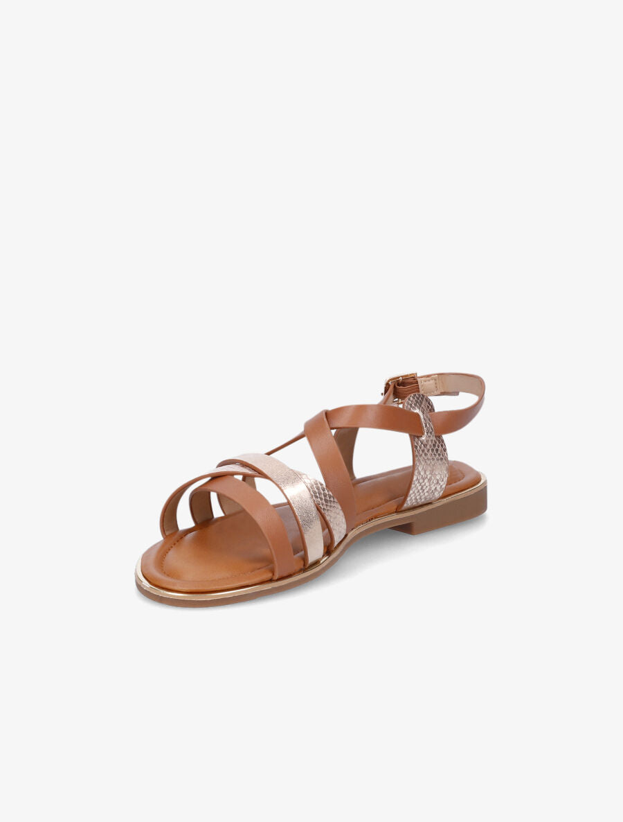 Nu-pieds en simili irisées et python - Camel - 3