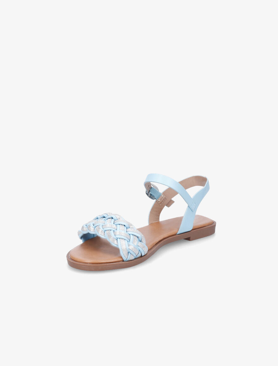 Nu-pieds à brides irisées et tressées - Bleu ciel - 3