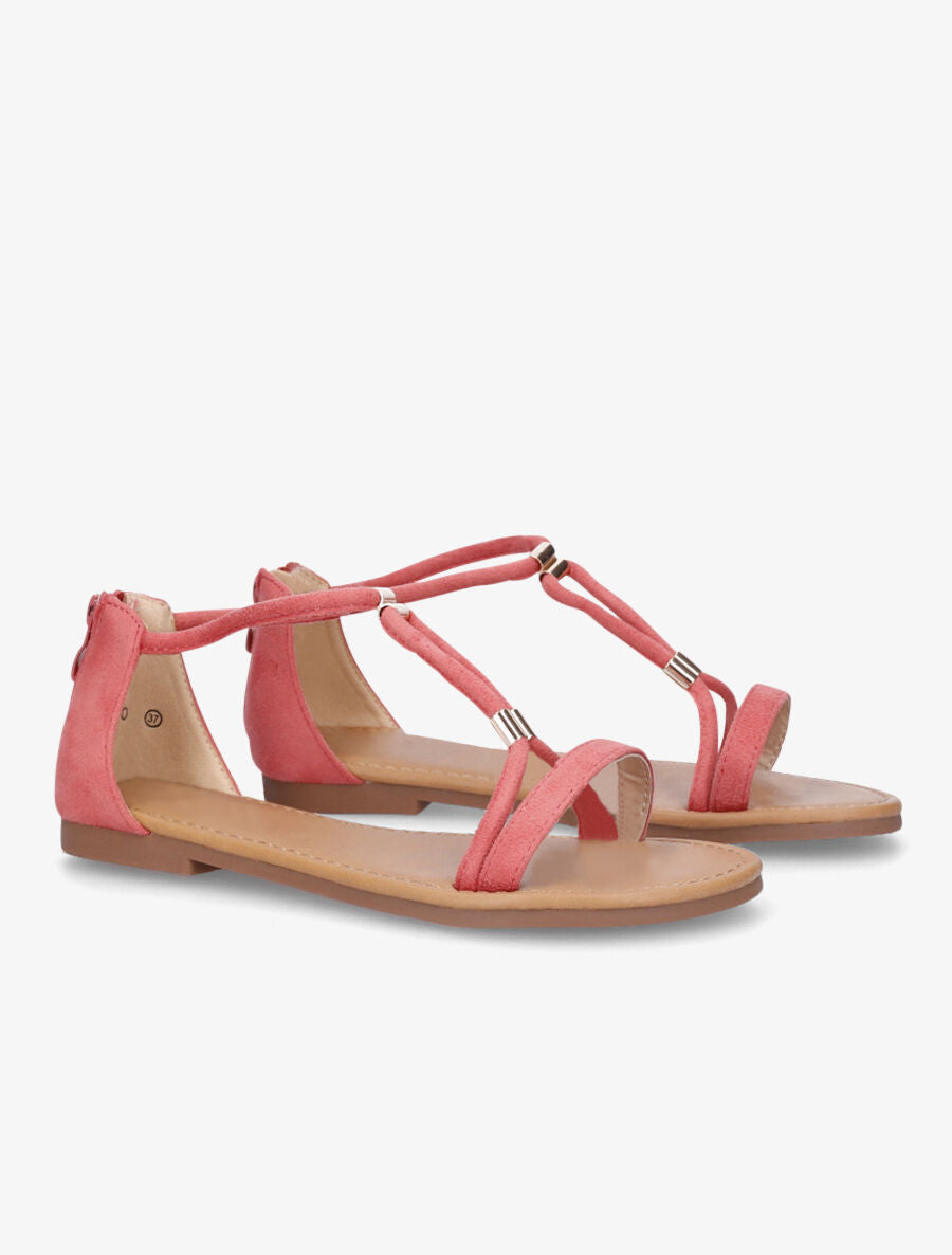 Nu-pieds en suédine - Corail - 4