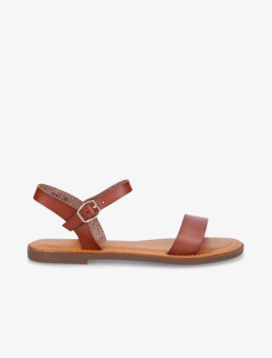 Nu-pieds plats basiques - Camel - 5