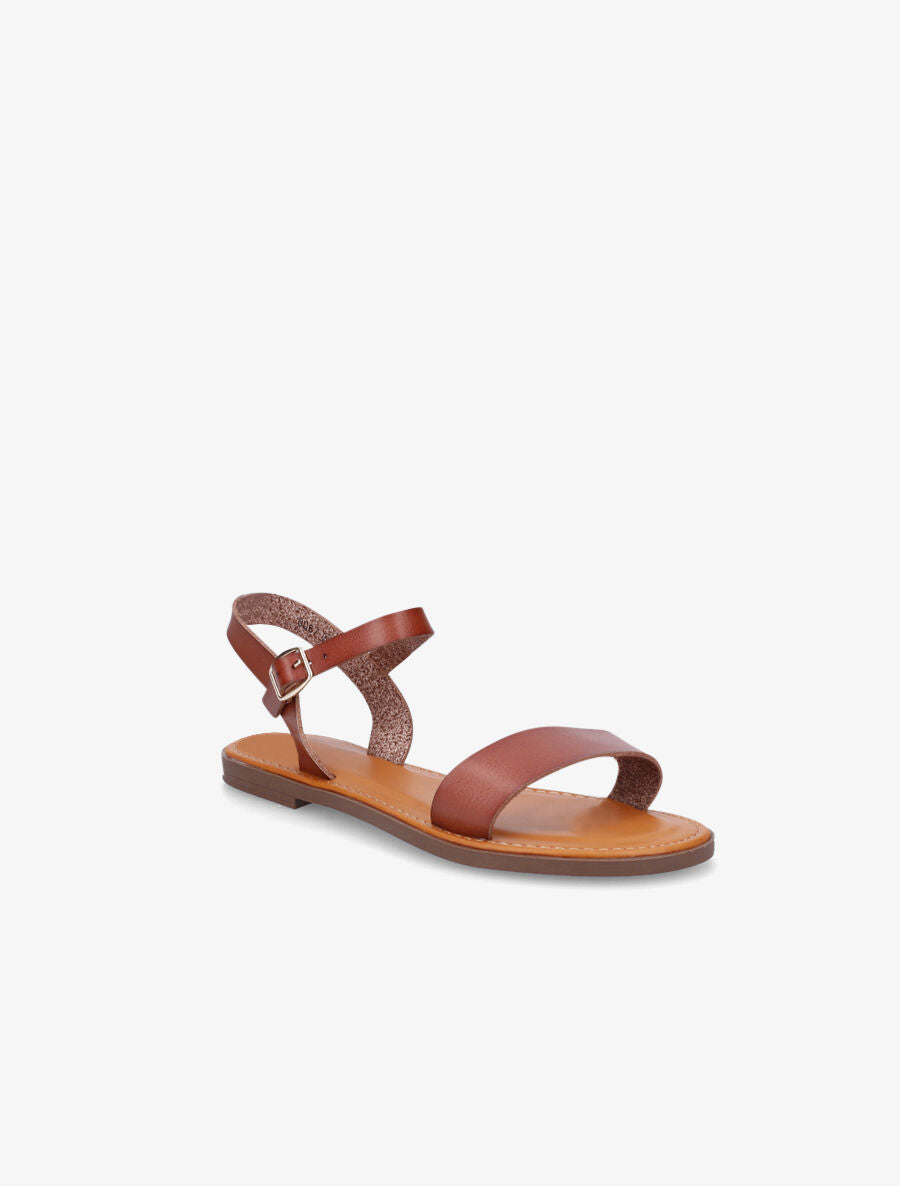 Nu-pieds plats basiques - Camel - 2