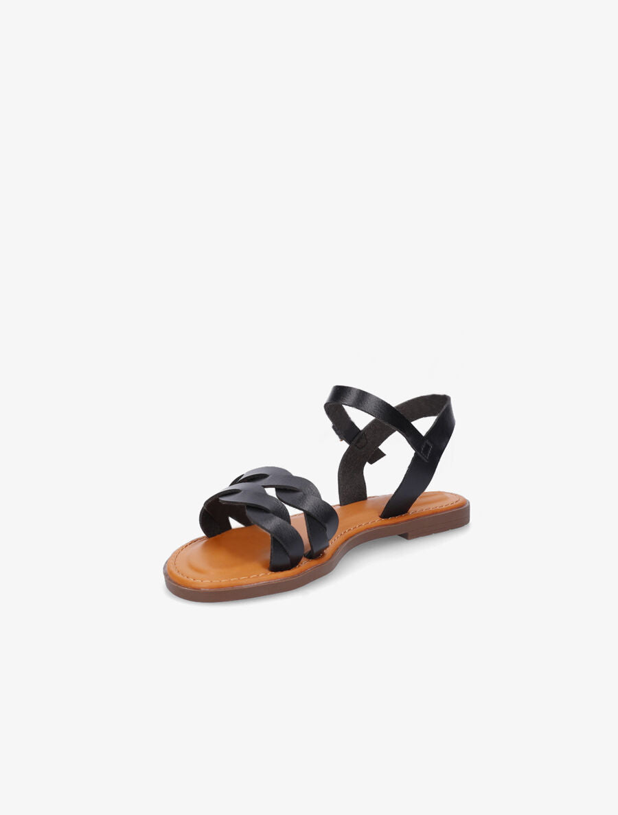 Nu-pieds tressés en simili - Noir - 3