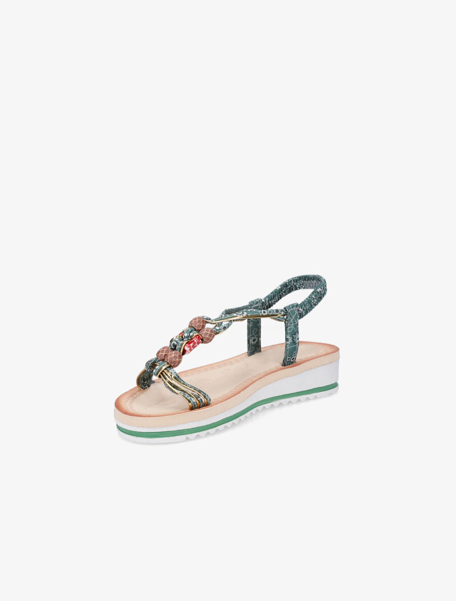 Nu-pieds imprimés à perles - Vert - 3