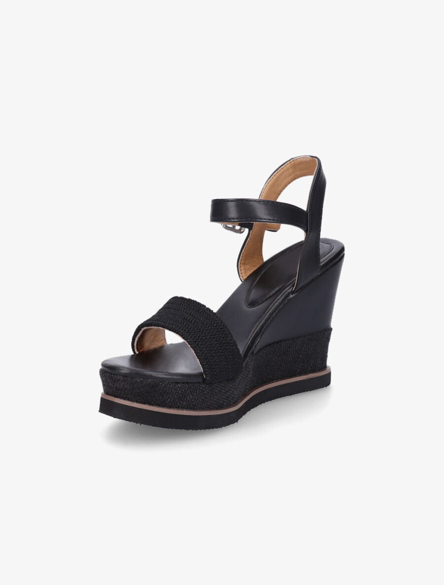 Sandales compensées bi-matière - Noir - 3