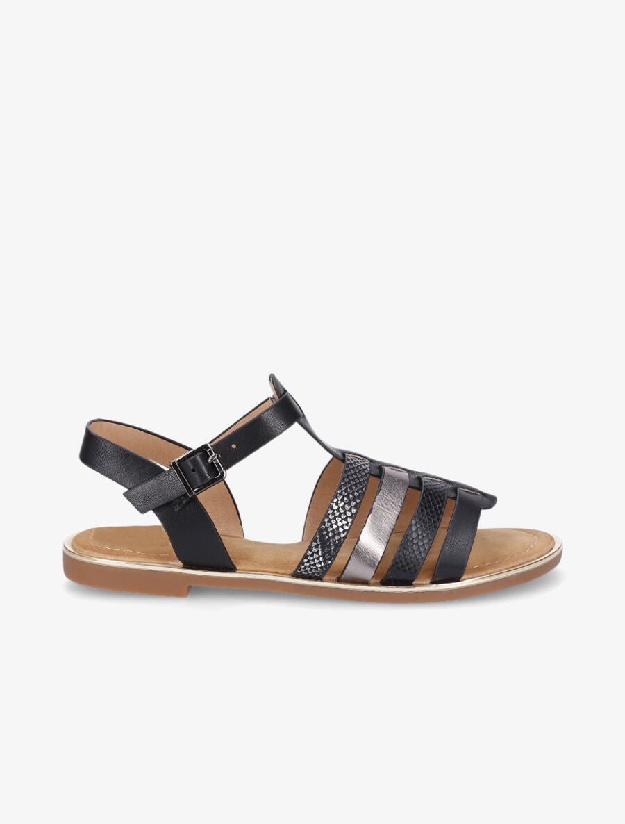 Nu-pieds en simili à multibrides - Noir - 1